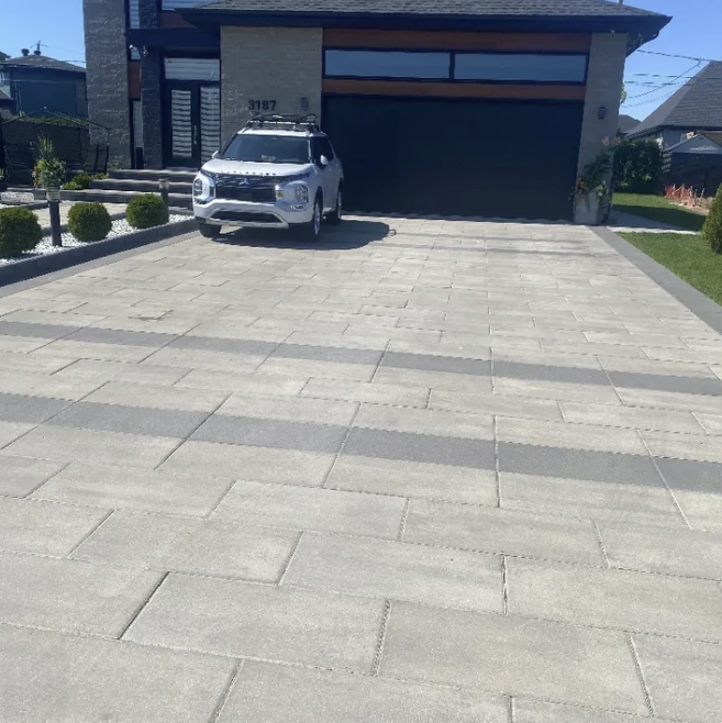 stationnement en pavé uni d'un projet